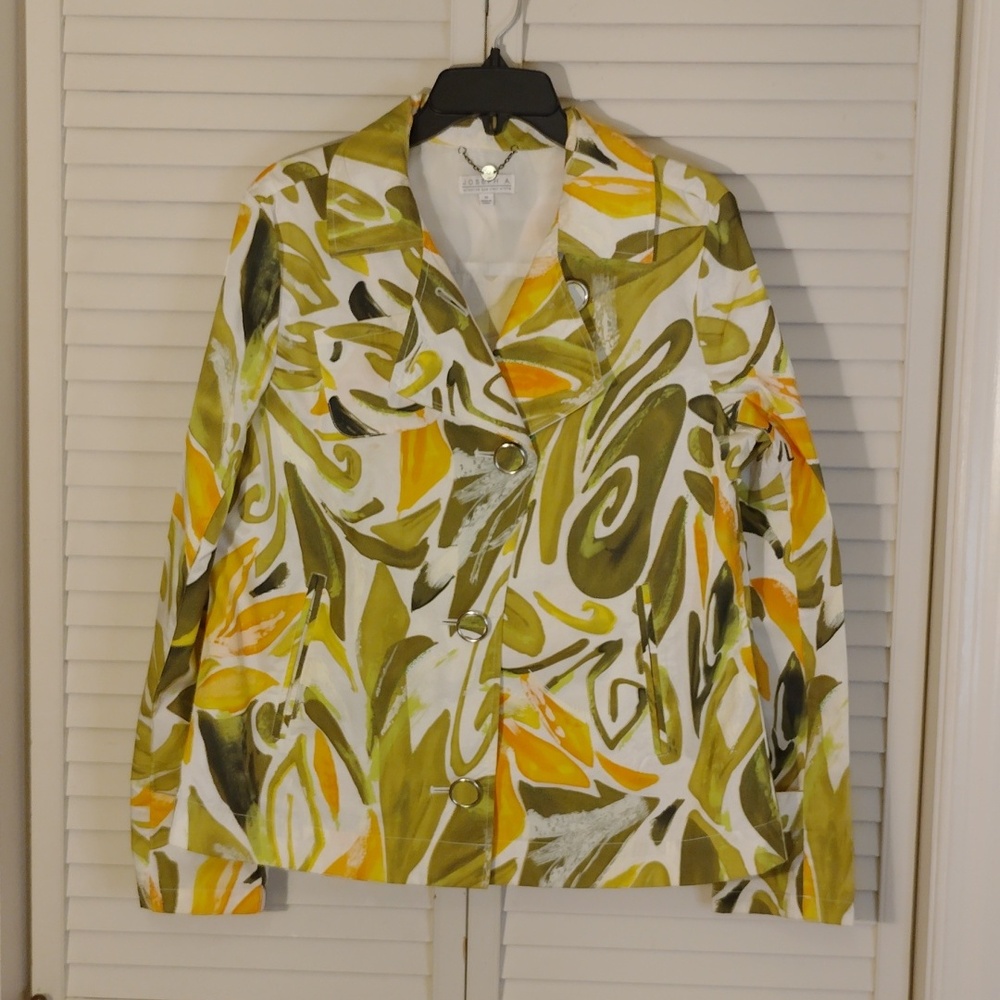 Joseph A. Women's Green and Orange Patterned Blazer - Picture 3 of 9